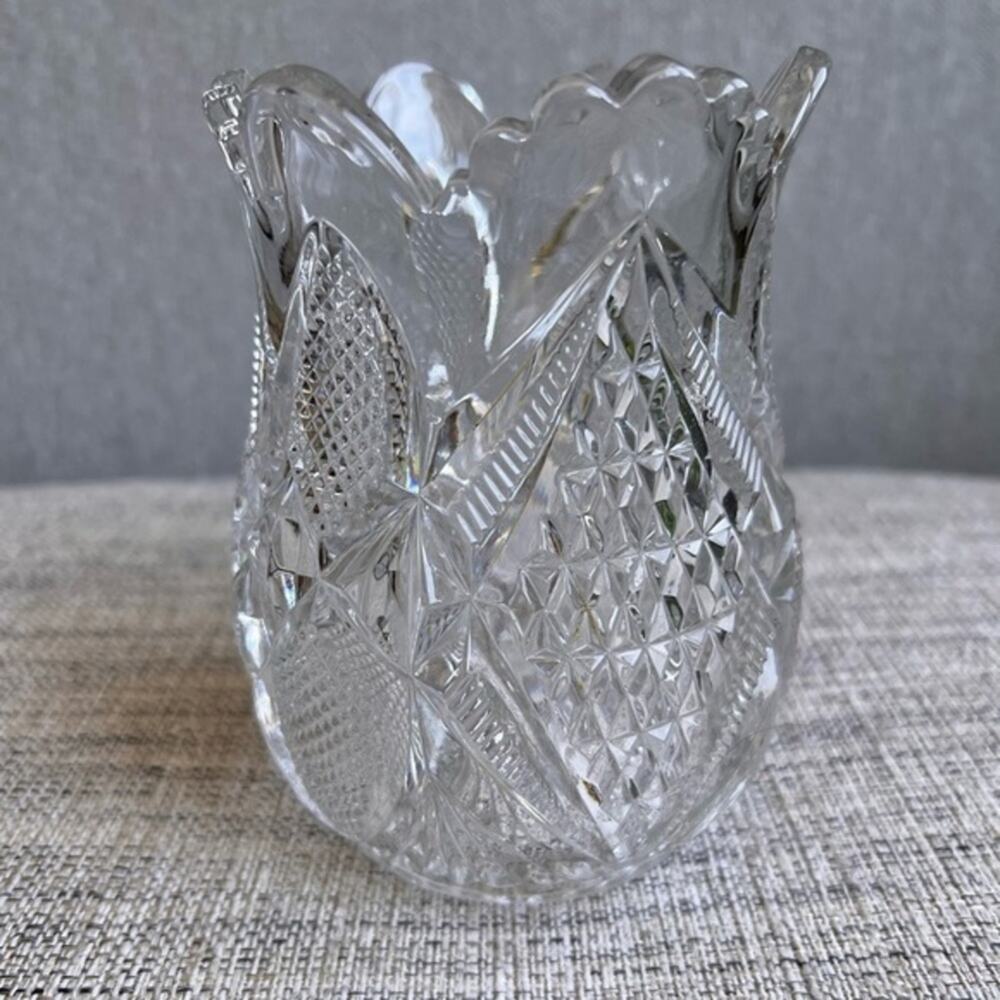 Vintage Early American‎ Prescut Glass Celery Vase
